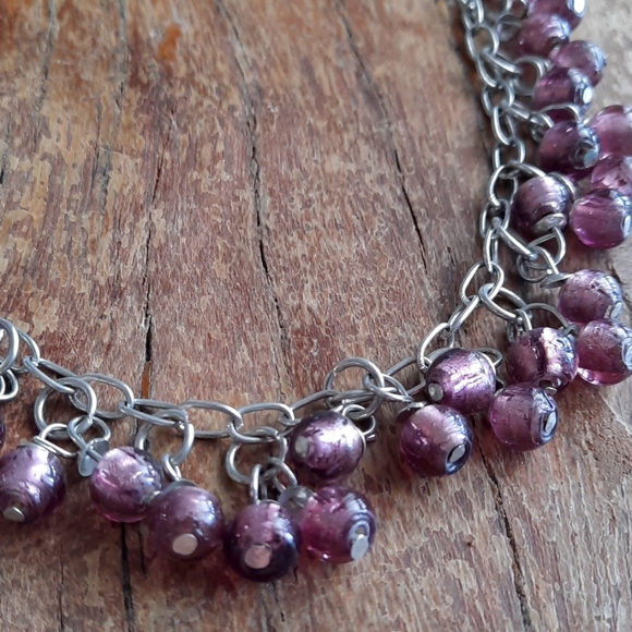 SOFT AMETHYST GLASS BEAD NECKLACE - Picture 2 of 6